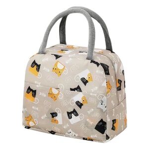 Insulated Kitty Cat Lunch Bag Tropical Container School Work Travel Picnic Light